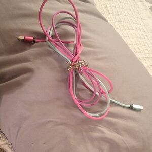 Cell Phone Charger Cord Pink and Green USB Cable - C